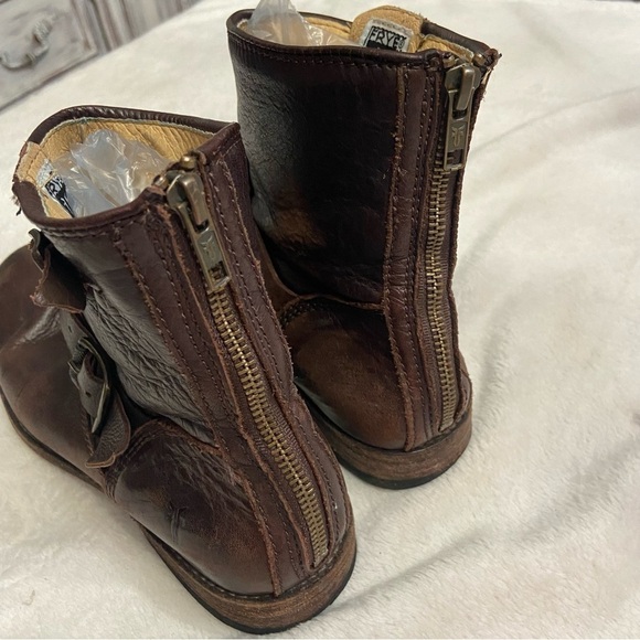 Frye Tyler SVL Engineer Brown Leather Ankle Boots Size 7.5 - Picture 6 of 11